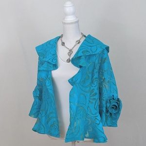 IC by Connie K Turquoise Swing Jacket in Medium.
